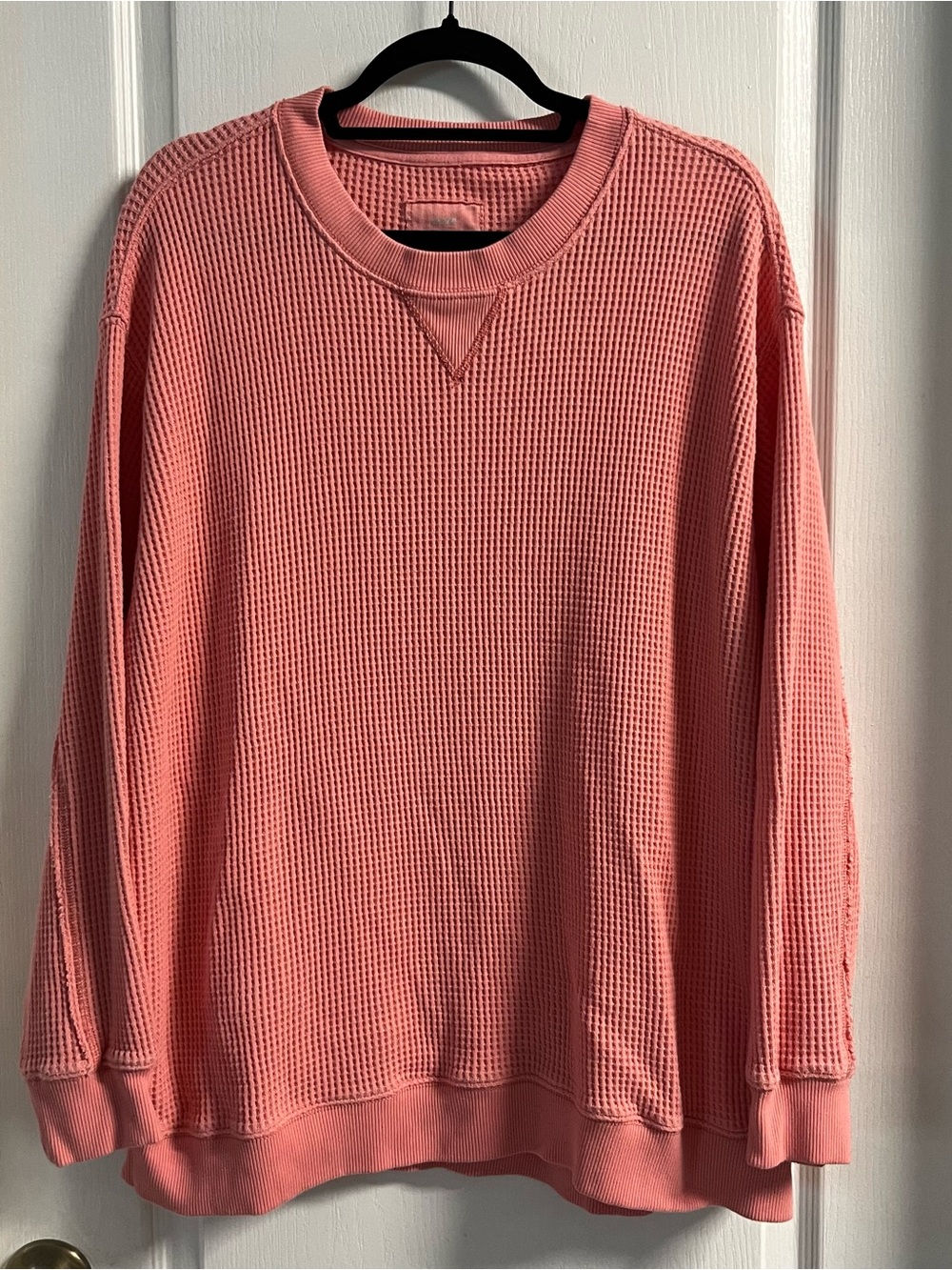 aerie Women's Waffle Crewneck Sweater - Coral Pink